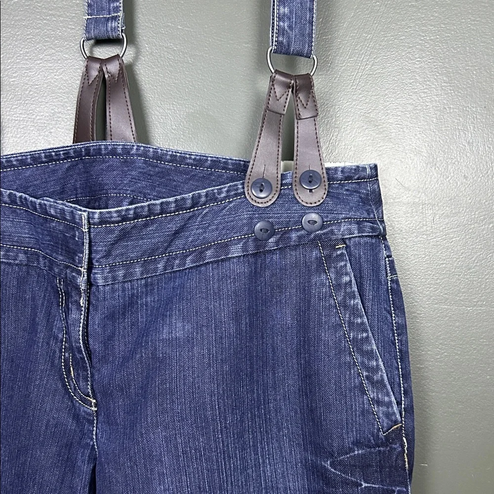 LOFT Light Blue Denim Extra-wide Leg Jeans with Suspenders - Picture 8 of 10
